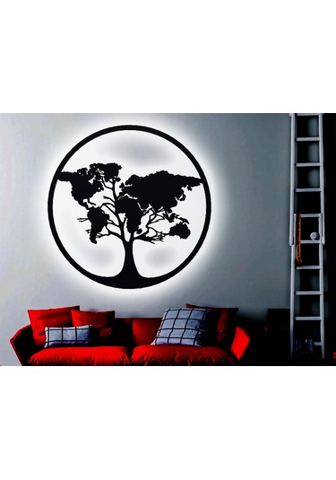 Agaç Dünya Haritası / Tree World Map 3d Duvar Dekoru - Şık Ve Minimalist Tasarım 19cm