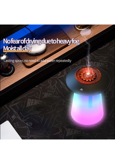 Sones Hx126 Ses Alma Rgb Işık Volkan Nemlendirici Simüle Alev Aromaterapi Makinesi, Renk: Beyaz