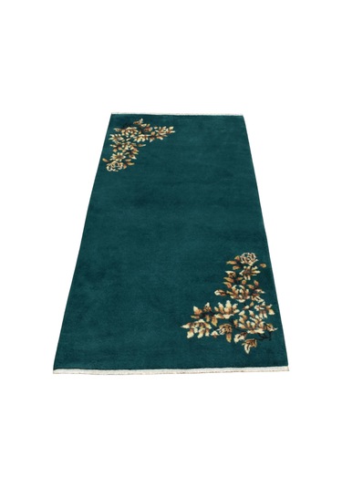 Zehra Abla Halı Yeni El Dokuma Nadir Tek Renk Zümrüt Yeşili Burdur Çiçekli 2m2 Yün Halı 5826 Renkli