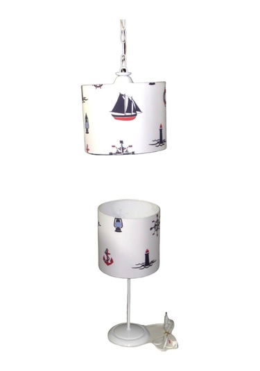 Denizci Çapa Dümen Yelkenli Çocuk Genç Odası Avize Abajur Seti (293253423)