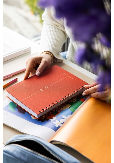 2026 A5 Spiralli Keten Haftalık Ajanda 12 Aylık - Mercan Mercan