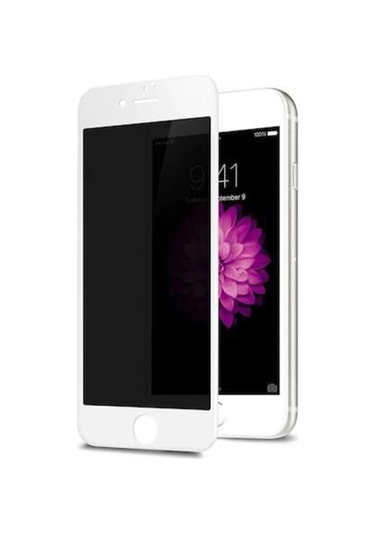 İphone 7 Plus / 8 Plus - Beyaz - Uyumlu Privacy Hayalet Temperli Cam Ekran Koruyucu - Anti Static Hd