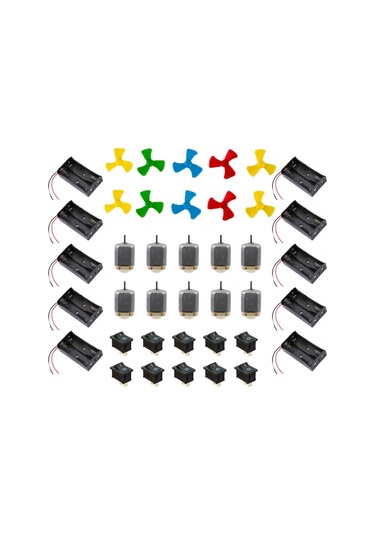 Motor Pervane Set 10 Lu Motor Pervane 2li Pil Yuvası On-off Anahtar