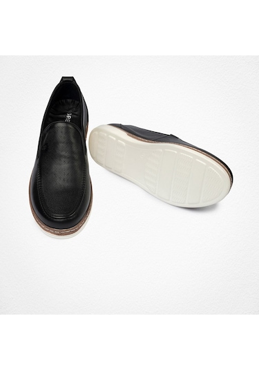 Greyder 62624 Erkek Hakiki Deri Baskılı Lastikli Casual Urban Ayakkabı Siyah