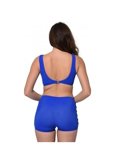 Markahit Argisa Tüllü Detaylı Şortlu Bikini Saks