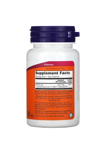 Now Foods, Mk7 Vitamin K2, 100 Mcg, 60 Veg Capsules