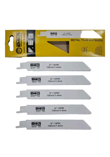 Emka 5 Adet 6 İnç 150 Mm/1.4 Mm Metal Tilki Kuyruğu Testere Ucu