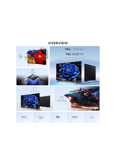 TCL 50T6C 4K Ultra HD 50" 127 Ekran Uydu Alıcılı Google Smart QLED TV