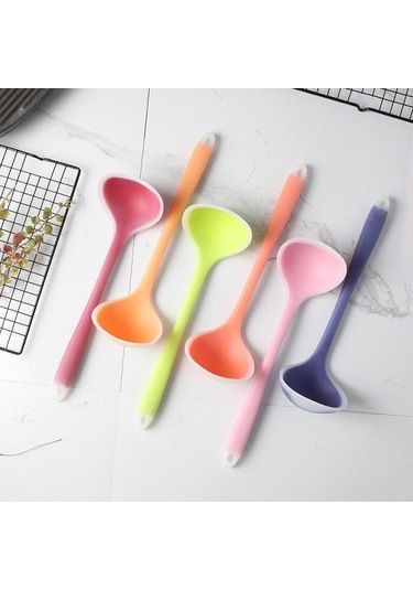 Pembe Jankng 1 Adet Uzun Saplı Kaşık Seti Silikon Çorba Kaşığı Mutfak Yapışmaz Büyük Gıda Kaşık Pota Ev Fda Pişirme Gereçleri Aracı