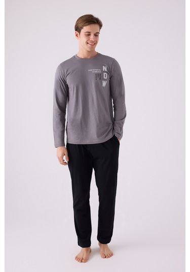 Arnetta 3144 Uzun Kol Erkek Pijama Takımı Gri