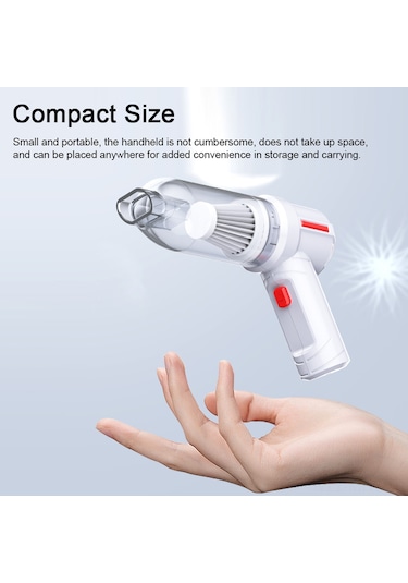 Monyee Kablosuz Araç Süpürgesi 120w 5000pa, Çekme/üfleme/filtre, Şarjlı Pil, Frenli Aksesuar Seti, Siyah