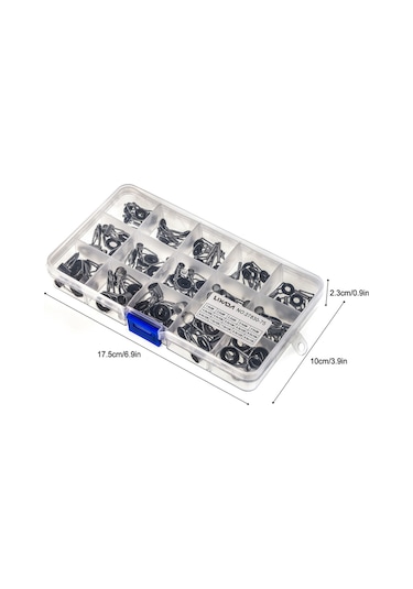 Mufunye Lixada 75 Adet/kutu 15 Boyut Teleskopik Olta Kamışı Kılavuz Ucu Tamir Takımı Olta Dıy Göz Halkaları Olta Kamışı Kılavuzu Olta Takımı