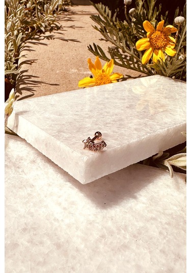 Star Sıra Yıldız Samanyolu Tasarım Zirkon Taşlı Şık Rose Gold Renk Çelik Piercing Tragus Helix