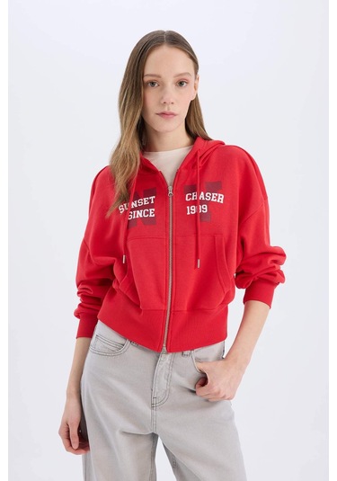 DeFacto Coool Oversize Geniş Kalıp Kapüşonlu Baskılı Kalın Fermuarlı Sweatshirt E5463AX25SMRD59 DeFacto Coool Oversize Geniş Kalıp Kapüşonlu Baskılı Kalın Fermuarlı Sweatshirt E5463AX25SMRD59