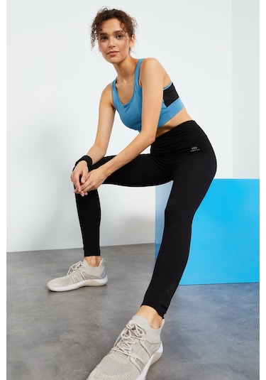 Tommy Life Siyah Yüksek Bel Toparlayıcı Slim Fit Dar Paça Kadın Tayt - 94011 SiYAH