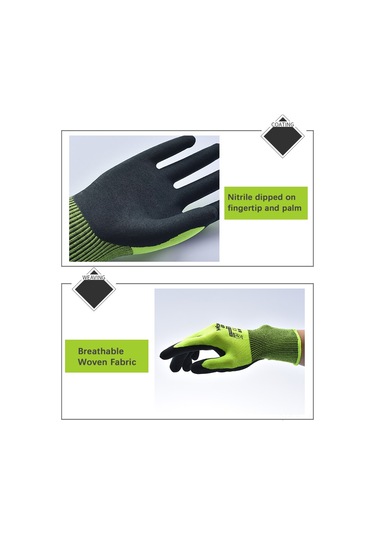 Youmex Wg-501 Nitril İş Eldiveni - Dayanıklı, Nefes Alabilir, Bahçe Ve Ev İşleri İçin - Floresan Sarı L Beden