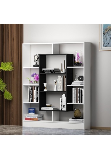 Venüs Kitaplık - Parlak Beyaz / Siyah