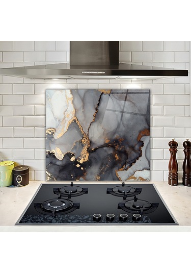 Decorita Cam Ocak Arkası Koruyucu|Stark MermerGörünümlü|52cmx60cm