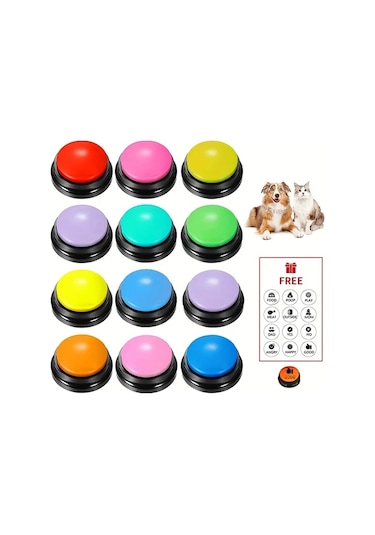 Honeybeeshop 8 Adet Kayıt Yapabilen Köpek İletişim Düğmesi Akıllı Evcil Hayvan Eğitim Oyuncak Konuşma Kaydedebilir