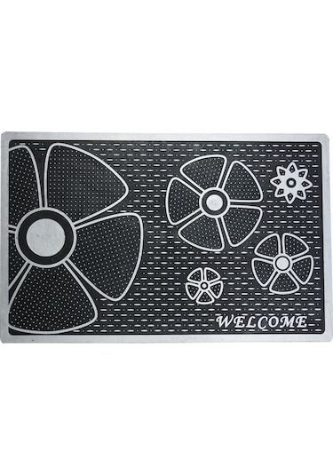 Welcome Yazılı Çiçek Desenli Kauçuk Kapı Önü Paspası (507916852)