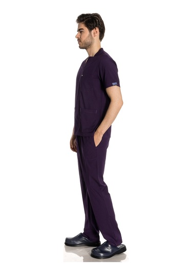 Unisex Likralı Mürdüm Renkli Scrubs