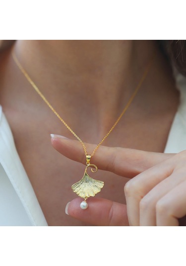 İstiridye İncili Sarkıt Gold Gümüş Set Gümüş