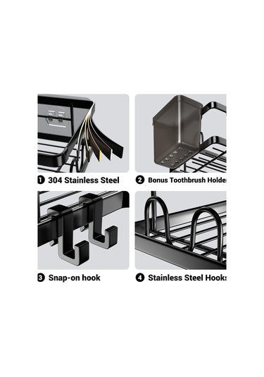 Geeroyoo Banyo Duvar Üstü Üçgen Dolap Seti: Paslanmaz Çelik, Delme Yok Kurulum, Fırça Kutusuna Ve Kanca İlişkili, Evde Kullanıma Uygun Diğer