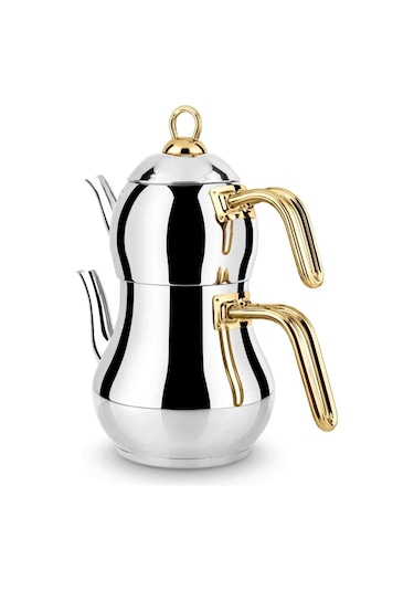 Lines Şahmeran Mini Boy Altın Kulp Çelik Çaydanlık