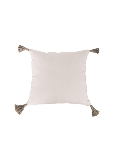 3'lü Hasır Püsküllü Naturel Keten Karışımlı Kırlent Kılıfı Krem-2638 Açık Krem