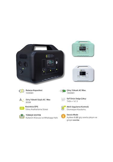 Initial Entropy Energy 1008WH | 2000W Taşınabilir Güç Kaynağı +4000 Döngü %99.99 BMS ÇOKLU ÇIKIŞ | SINGO1000