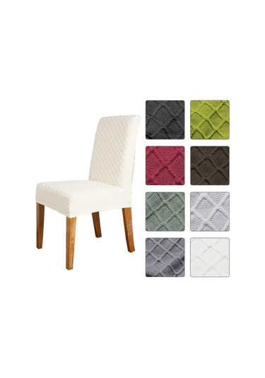 Gajeena Kalın Kumaş Sandalye Kılıfı - Esnek, Desenli, Yıkanabilir, 8 Renk Seçeneği Beyaz