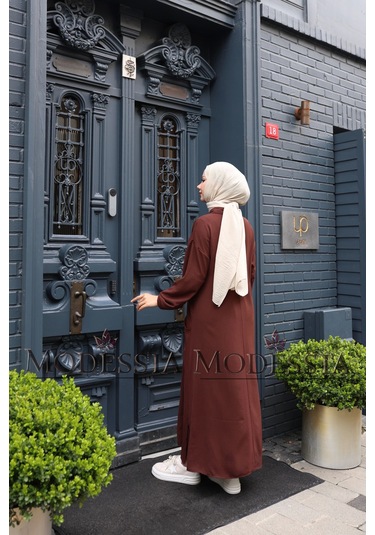 Kadın Kahve Aerobin Uzun Önü Yarım Fermuarlı İkili Takım T1218 Kahve Kahverengi