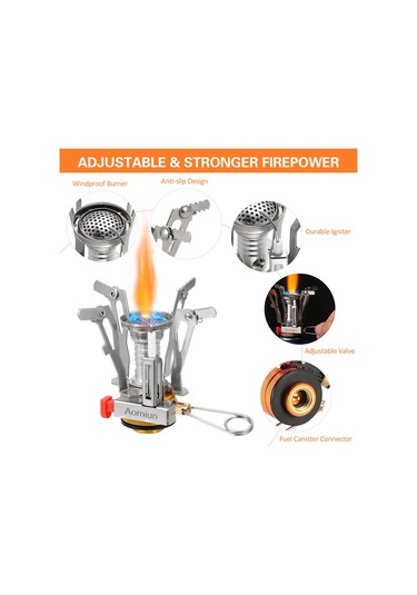 Aomiun-aomiun Mini Kamp Gaz Sobası Sırt Çantası Piezo Ateşleme,y25070 Gümüş