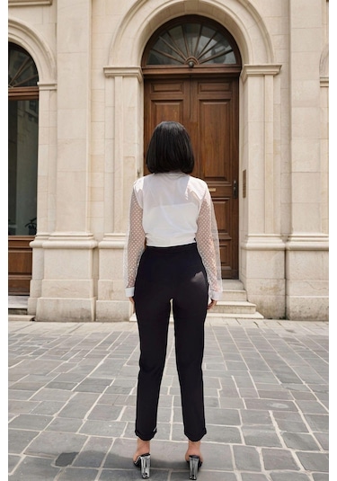 WeShaya Siyah Slim Fit Kesim, Cep Detaylı, Klasik Pantolon Siyah