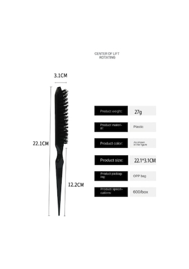 Geeroyoo Naylon Uçlu Saç Şekillendirme Tarak - Uzun Kısa Tüyler İçin İdeal, Siyah Renk