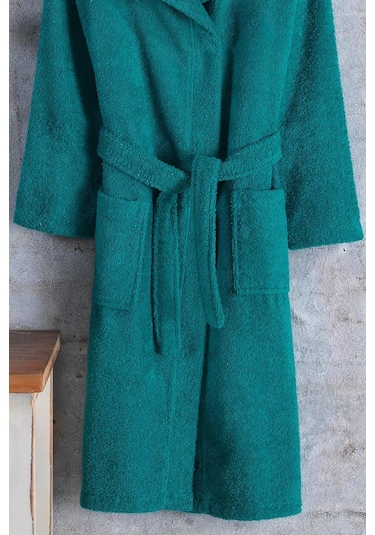 Zeynep Tekstil Pamuklu Kapşonlu Genç Bornoz Unisex Garson Boy Bornoz 153-99-1313 Yeşil