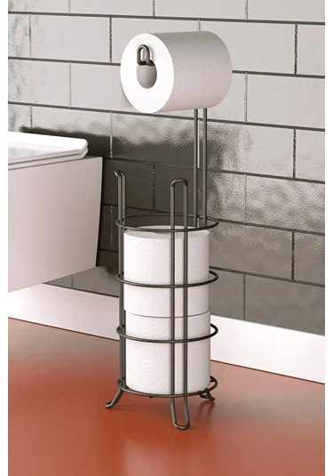 Banyo Tuvalet Kağıdı Askısı Yedekli Ayaklı Siyah Mg093 Siyah