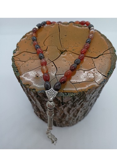 Balık Hediyelik Kızıl Kahve Akik Taşı Tespih