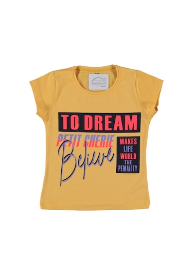 Liay Moda To Dream Baskılı Kız Çocuk Tişört Sarı