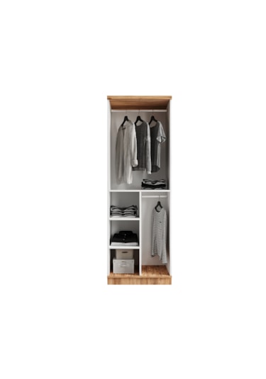 Flora 2 Kapaklı Aynalı Komple Mdf Gardırop - Elbise Dolabı