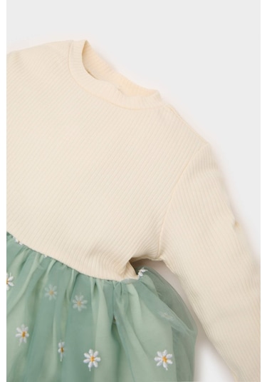 DeFacto Kız Bebek Çiçekli Uzun Kollu Tül Elbise D9327A525SPGN1114 Yeşil DeFacto Kız Bebek Çiçekli Uzun Kollu Tül Elbise D9327A525SPGN1114 Yeşil