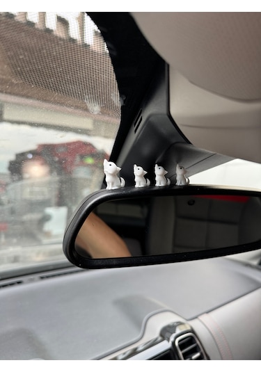 4 Parça Sevimli Kurt Ailesi Dikiz Aynası Süsü - Ayna Süsü Araba Süsü Torpido Süsü Oto Aksesuar
