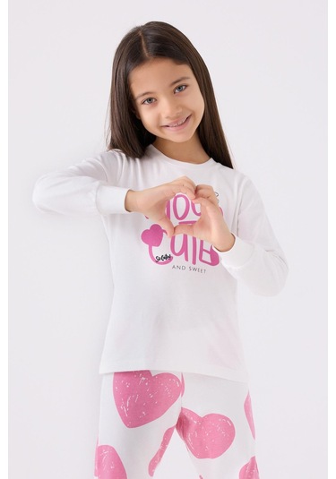 Roly Poly 3471 Garson Kız Çocuk Krem Uzun Kol Pijama Takım KREM