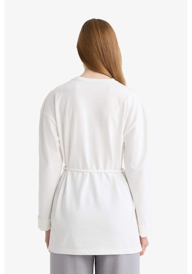Defacto Loose Fit Bisiklet Yaka Uzun Kollu Tunik F4850ax25auer105 Ekru