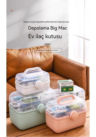 Relaxed Taşınabilir İlaç Kutusu Ev Büyük Kapasiteli Saklama Kutusu Çok Katmanlı Ev Versiyonu Tıbbi İlk Yardım Kutusu Taşınabilir İlaç Kutusu-pembe Pembe
