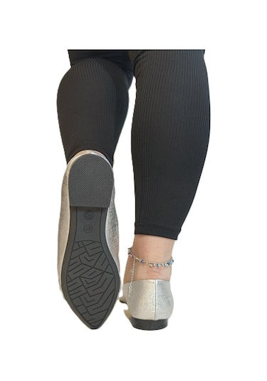 Fiyra 4006 Gümüş Örgü Taşlı Şık Düğünlük Günlük Bayan Babet Gümüş