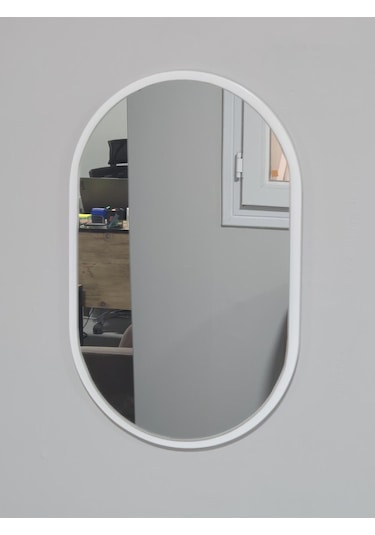 Çerçeveli Ayna, Duvar Aynası, Masa Aynası, Minyatür 40x25 Cm 25 X 40 Beyaz