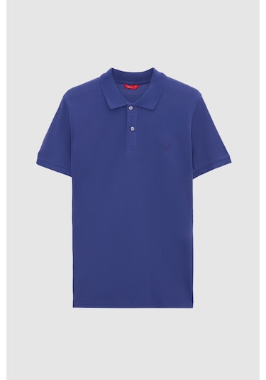 D's Damat Ds Damat Regular Fit Mor %100 Pamuklu Uzun Ömürlü Kıvrılmaz Polo Yaka Nakışlı T-shirt 4hc14ort51000 M01