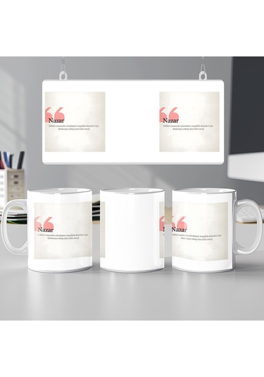 Nazar Kupa Bardak Mizahi Nazar Tanım Tasarımı Arkadaşlara Komik Yazılı Hediye Seçeneği Beyaz