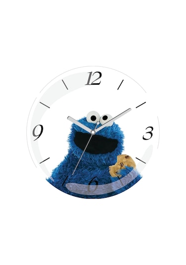 Kurabiye Canavarı Dizayn Bombeli Gerçek Cam Duvar Saati Çok Renkli